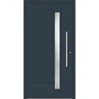 Haustuerenland.de Aluminium Haustür "ANDREA" 60 mm RC2 flügelüberdeckend Anthrazit RAL 7016 beidseitig innen öffnend DIN rechts