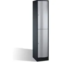 C+P Doppelstockspind Resisto, 2 Fächer, H1950xB396xT540mm Front Weißaluminium Korpus Schwarzgrau
