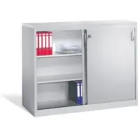 C+P Akten-Sideboard Acurado mit Schiebetüren, 2 x 3 Ordnerhöhen, H1200xB1600xT500mm Front Lichtgrau Korpus Lichtgrau