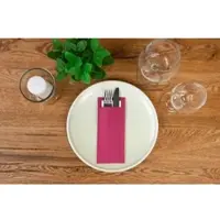 Sovie HORECA Papierbestecktaschen in Bordeaux mit Tissue-Serviette in Weiß, 20 cm x 8,5 cm - 100 Stück