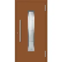 Haustuerenland.de Aluminium Haustür "ELENORA" 78 mm RC2 Lehmbraun RAL 8003 beidseitig außen öffnend DIN rechts
