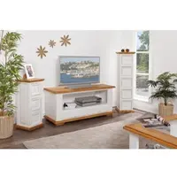 1a Direktimport TV-Kommode Fernsehtisch Shabby Chic Landhausstil, Pinie weiß
