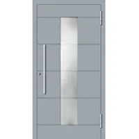 Haustuerenland.de Aluminium Haustür "ABBIE" 78 mm RC2 Fenstergrau RAL 7040 beidseitig außen öffnend DIN rechts