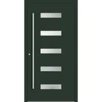 Haustuerenland.de Aluminium Haustür nach Maß "AGADA" 90 mm RC2 Tannengrün matt RAL 6009 beidseitig innen öffnend DIN links