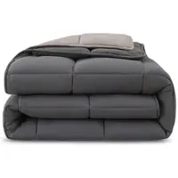 Wometo 4-Jahreszeiten Steppbett Wende-Design ca. 135x200 cm (2 Bettdecken, 3-in-1) – grau & hellgrau – bunte warme Winterdecke + leichte Sommerdecke kombinie