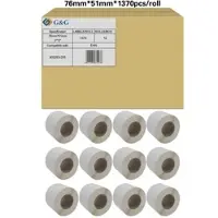 G&G Etiketten , kompatibel zu Zebra 800263-205, 76 x 51 mm, selbstklebend, beschichtet, perforiert, Thermopapier, weiß, 12 x 1370 Stück