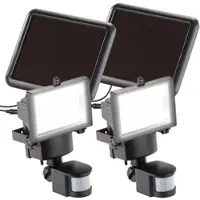 Luminea 2er-Set Solar-LED-Wand-Fluter für außen, mit Bewegungssensor, 600 lm