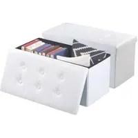 INFACTORY 2er-Set faltbare 2in1-Sitzbänke und -truhen, 80 l, bis 300 kg, weiß