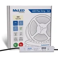 McLED LED-Band - Satz 4 m, 240 LED/m, WW, 6 W/m, DC 24V, 500 lm/m, CRI90, IP67, 10 mm, Konduktor 3 m ML-126.034.90.S04001