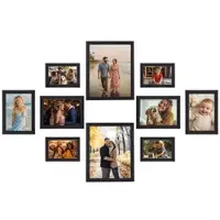Your Design 10er-Set Bilderrahmen aus MDF mit echtem Glas, Wandhaken, schwarz