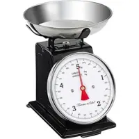 Rosenstein & Söhne Analoge Retro-Küchenwaage bis 5 kg mit Tara-Funktion, schwarz, Metall
