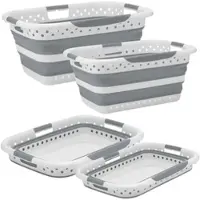 INFACTORY 2er-Set Faltbarer Wäschekorb 28 & 40 l, Belüftungslöcher, 3 Griffe