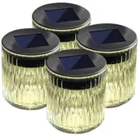 Lunartec 4er-Set Solar-LED-Windlicht aus Echtglas mit tollem Lichtmuster, IP44
