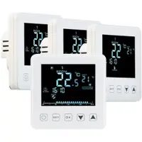 Revolt 4er-Set Wand-Thermostate für Fußbodenheizung, LCD, Touch-Tasten