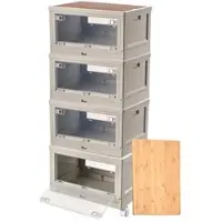 Xcase 4er-Set Camping-Aufbewahrungsboxen, falt- & stapelbar, MDF-Ablage, 55l