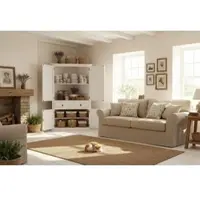 1a Direktimport Eckschrank - Massivholz - Pinie weiß lackiert - Landhausstil - Shabby Chic - TV-Eckschrank