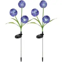Globo Außenleuchte Gartendeko LED Solarlampe Pusteblume Erdspieß Terrassenlampe, Edelstahl Kunststoff, neutralweiß, DxH 23x75 cm, 2er Set