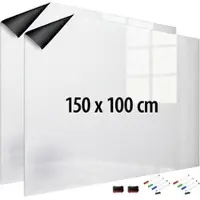 INFACTORY 2er-Set Magn. Whiteboard-Folie, selbstklebend, 4 Marker, 150 x 100 cm