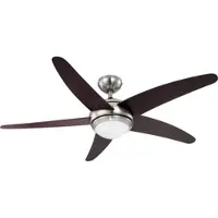 Globo Deckenventilator Raumkühler Lüfter Wohnzimmer Ventilator, braun silber, RGB LED Smart Fernbedienung dimmbar 3 Geschwindigkeiten, 1x 5W 470Lm 2700-6400K, D 132 cm