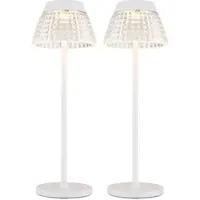Globo Tischleuchte Tischlampe weiß Wohnzimmerlampe Touchdimmer Akku Beistellleuchte, USB, LED 1W 80Lm warmweiß, DxH 13,5x38 cm, 2er Set
