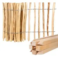 Voss.garden Set: 5m x 60cm Staketenzaun, Haselnuss, 3–4 cm Lattenabstand, 9 Buchenpfähle 90cm,