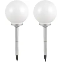 ETC Solarlampen für Außen Kugeln Garten Kugelleuchten Außen Set Solar Gartenlampen Solar Kugeln, mit Erdspieß in weiß, 4x LED, 25 cm, 2er Set