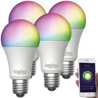 Luminea Home Control 4er-Set WLAN-LED-Lampen, E27, RGB-CCT, 14W(ersetzt 150W), 1.520lm, App