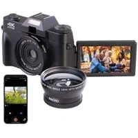 Somikon 4K-UHD-Digitalkamera mit 3"-Flip-HD-Display, Makrolinse und WLAN