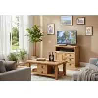 1a Direktimport Toller Couchtisch mit dem Flair Mexikos - Sofatisch mit Schubladen und Fächern - Landhausstil