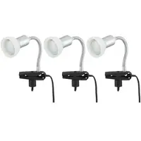 ETC Klemmlampe weiß Klemmleuchte Klemmlampe LED mit Stecker Leselampe Spot beweglich, Metall titanfarben Glas weiß, 1x LED 3W 250Lm 3000K, HxLxB 34x9x6,1 cm, 3er Set