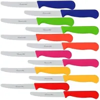 Rosenstein & Söhne 12er-Set bunte Frühstücksmesser mit Wellenschliff, 11,4cm Klingenlänge