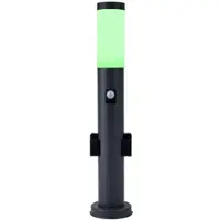 ETC Smart LED Außenleuchte dimmbar Stehleuchte mit Bewegungsmelder Edelstahl anthrazit, Farbwechsel, mit 2 Steckdosen, IP44, 10W 806, warmweiß-kaltweiß, DxH 13,1x60 cm