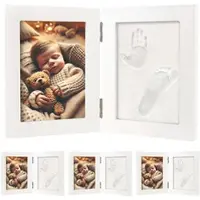 Your Design 4er-Set Gipsabdruck-Sets, 2-tlg. Holzrahmen für Baby-Hand-& Fußabdruck