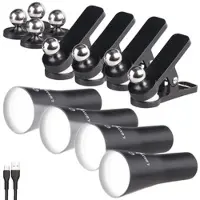 Lunartec 4er-Set 3in1-Akku-Wand-, Klemm- und Taschenlampe, mit 3 Modi, schwarz
