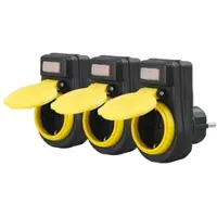 Revolt 3er-Set Outdoor-Steckdosenadapter mit Ein/Aus-Schalter, bis 3.680 Watt