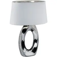 ETC Design Tisch Leuchte Wohn Zimmer Lese Lampe Textil silber weiß