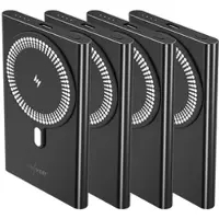 Revolt 4er-Set flache Powerbanks, 5.000 mAh, 20 W PD, Qi- & MagSafe-komp.