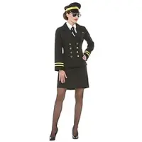 Buttinette Pilotin-Kostüm für Damen, schwarz