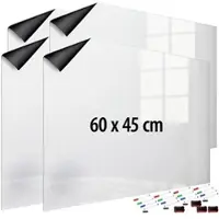 INFACTORY 4er-Set magnetische Whiteboard-Folien, selbstklebend, Marker, 60x45 cm