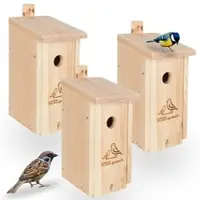 Voss.garden 3x Nistkasten Willow, Natur - massiv Holz, Blaumeise & Wildvögel, Ø 32mm