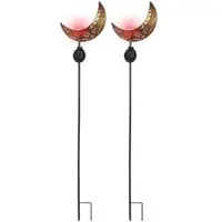 Lunartec 2er Set Solar-Mondleuchte mit RGB-LEDs und Erdspieß, IP44