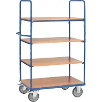 Fetra Etagenwagen, 4 Holz-Böden, bis 600 kg, 1200 x 800 mm, Stahl, blau