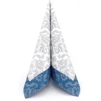 APARTina Airlaid Serviette Barock Silber in Dunkelblau, 40 x 40 cm, 50 Stück -
