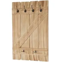 BERLINLODGE Wandgarderobe 91x60x10cm 6 Haken Kiefer