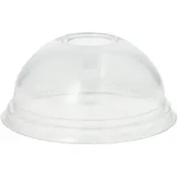 Papstar Starpak 50 Dom-Deckel "Hurricane", PET rund glasklar ohne Lochung Ø 9,5 cm - 4,5 cm mit Lochung