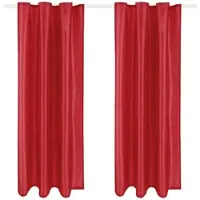 Arsvita 2er Pack Gardine Blickdicht Alessia mit Universalband 140x245cm rot