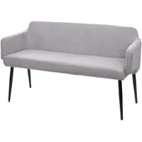 BERLINLODGE Sitzbank | HxBxT 77x133x56cm | Sitzhöhe 48cm | Esszimmerbank Bank Polsterbank Garderobenbank Rückenlehne Armlehne Stoff/Textil 133cm | Grau