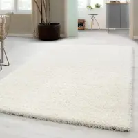 Carpetsale24 Teppich Hochflor Einfarbig Flauschiger Langflor Shaggy Flokati Wohnzimmerteppich, Creme, 140 x 200 cm