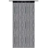 Arsvita Fadenvorhang Fadengardine Gardine Vorhang Metall-Optik 140 cm x 250 cm Ösen Schwarz