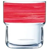 Arcoroc 12x Stapelbecher 0,22 l aus gehärtetem Glas Form BRUSH LOG Cherry / Rot von